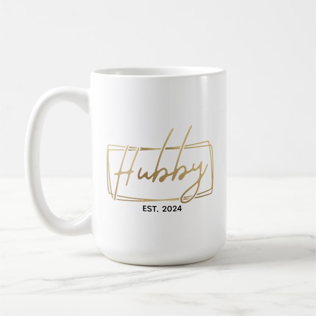 Gold Hubby Custom EST Year Wedding Anniversary Kaffeetasse (Links)
