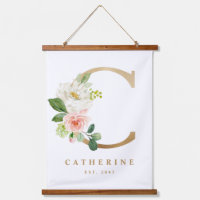 Gold Hübsche florale Monogram Letter C Baby Kinder