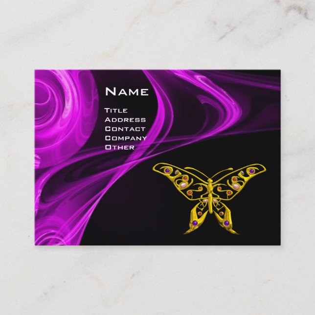GOLD HYPER BUTTERFLY JEWEL Lila Violett Schwarz Visitenkarte (Vorderseite)