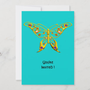 GOLD HYPER BUTTERFLY MIT GEMSTONEN, Türkisblau Einladung