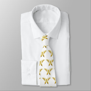GOLD HYPER BUTTERFLY MIT GEMSTONEN, weiß Krawatte