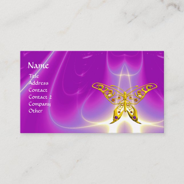 GOLD HYPER BUTTERFLY, rosa, Lila, violette Lichtwe Visitenkarte (Vorderseite)
