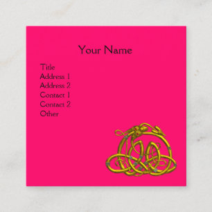 GOLD HYPER DRAGON ZELLTIKKNOTEN, Pink Fuchsia Blac Quadratische Visitenkarte