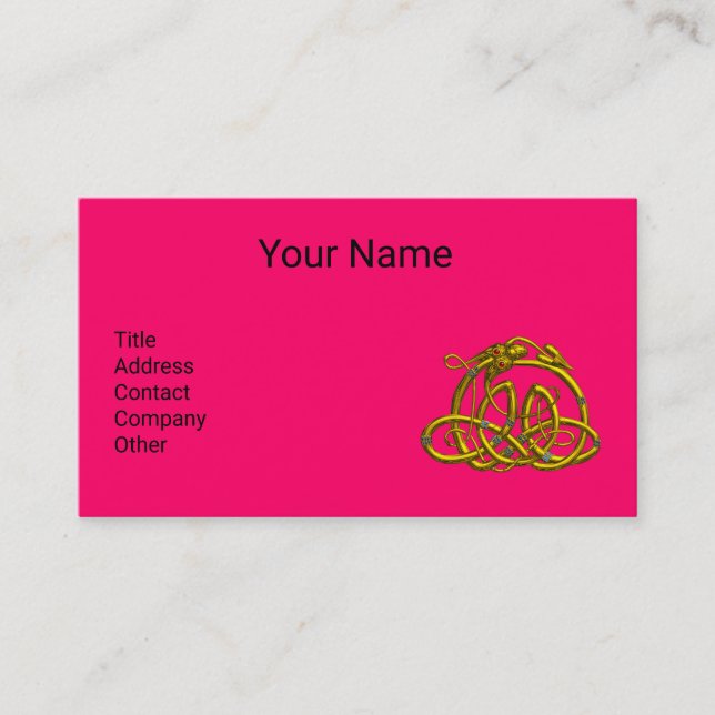 GOLD HYPER DRAGON, ZELLTISCHE KNOTEN Hot-Pink Fuch Visitenkarte (Vorderseite)