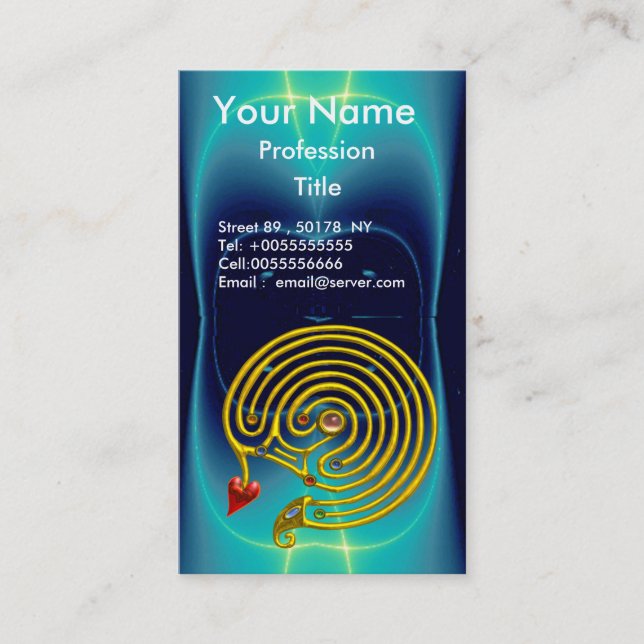 GOLD HYPER LABYRINTH / AQUAMARIN AQUA BLAUE LIGHT  VISITENKARTE (Vorderseite)