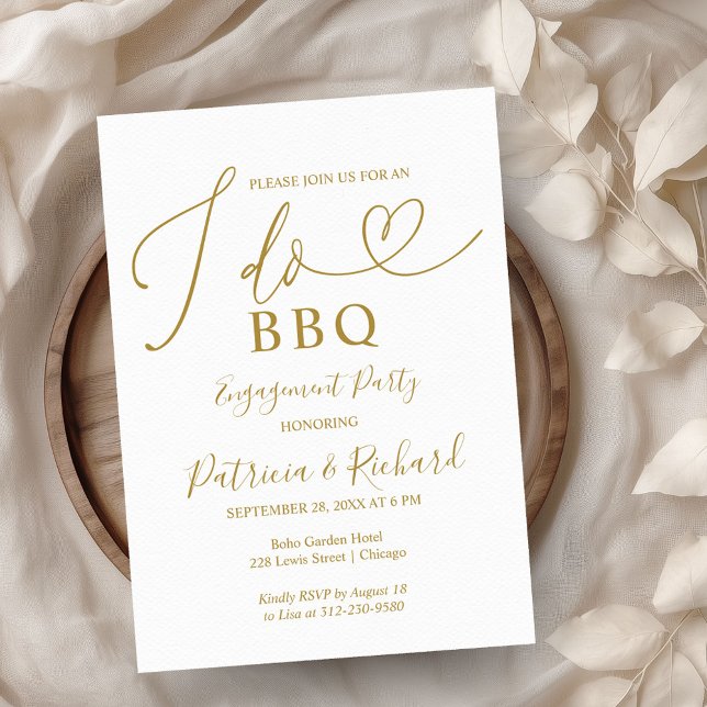 Gold I DO BBQ Engagement Party Invitation (Créateur téléchargé)