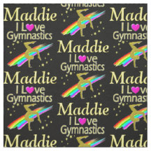 GOLD I LIEBE GYMNASTICS PERSONALISIERT FABRIC