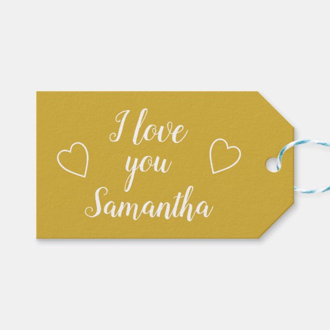 Gold I Liebe Ihr Personalisierter Name Geschenkanhänger (Vorderseite (Horizontal))