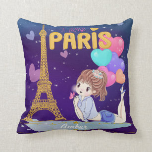 Gold I Liebe Paris Eiffelturm Kissen