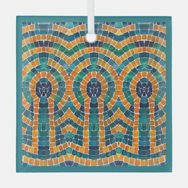 GOLD ICONS MOSAIC Glas Square Ornament (Vorderseite)