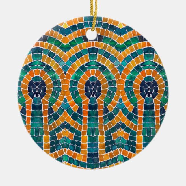 GOLD ICONS MOSAIC Keramik Circle Ornament (Vorne)