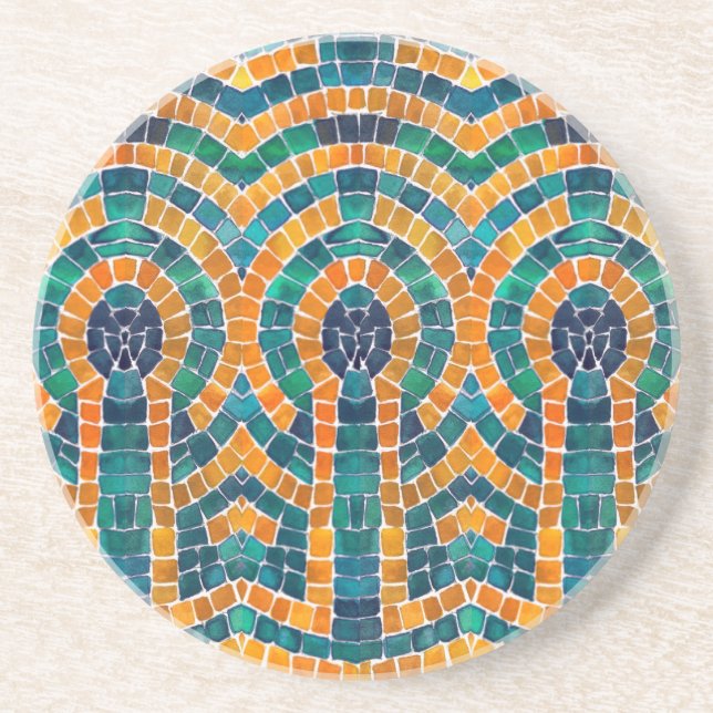 GOLD ICONS MOSAIC Round Sandstone Untersetzer (Vorne)