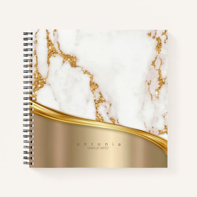Gold-ID811 für Metall- und Marmorwellen Notizbuch (Vorderseite)