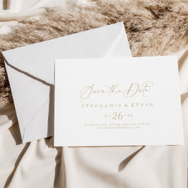 Gold Idyllic Calligraphy Horizontal Wedding Save The Date