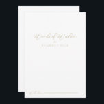 Gold-Idyllische Kalligrafie-Hochzeiten Worte der W Hinweiskarte<br><div class="desc">Diese goldene, idyllische Kalligrafie-Hochzeitsworte der Weisheitsratenkarte ist perfekt für eine rustikale Hochzeit. Das einfache und elegante Design zeichnet sich durch klassische und extravagante Schriftzeichen in Gold aus. Diese Karten sind ideal für Hochzeiten, Brautparty, Babydusche, Graduiertenfest u.v.m. Personalisieren Sie die Karten mit den Namen der Braut und Bräutigam, den Eltern, die...</div>