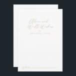 Gold-Idyllische Kalligrafie-Hochzeitsstimmung wüns Hinweiskarte<br><div class="desc">Diese goldene idyllische kalligraphische Hochzeit auch Wünsche Beratung Karte ist perfekt für eine rustikale Hochzeit. Das einfache und elegante Design zeichnet sich durch klassische und extravagante Schriftzeichen in Gold aus. Diese Karten sind ideal für Hochzeiten, Brautparty, Babydusche, Graduiertenfest u.v.m. Personalisieren Sie die Karten mit den Namen der Braut und Bräutigam,...</div>