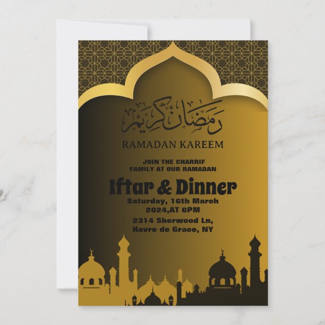 Gold Iftar Dinner Ramadan 2025 Einladung (Vorderseite)