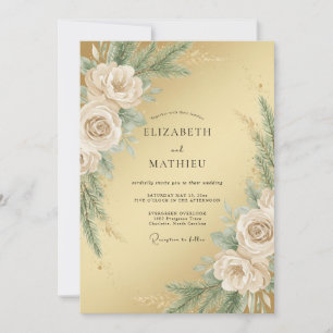 Gold Illustre Winterhochzeit Einladung