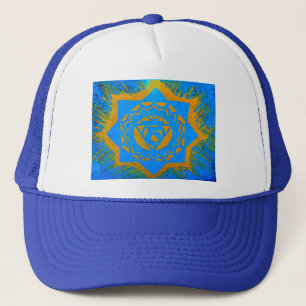 Gold im blauen tibetischen Tantristil Truckerkappe