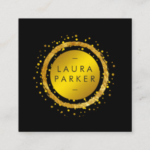 Gold Imitate Circle Confetti Eleganter Chic Design Quadratische Visitenkarte