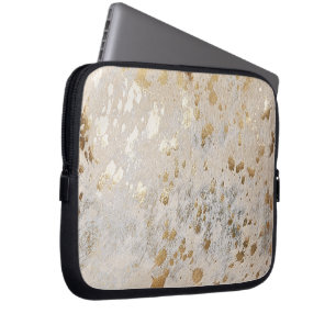 Gold Imitate Cowhide Print Metallic Cowgirl Wester Laptopschutzhülle