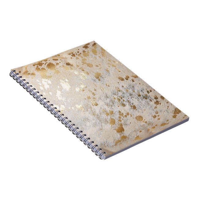 Gold Imitate Cowhide Print Metallic Cowgirl Wester Notizblock (Rechte Seite)