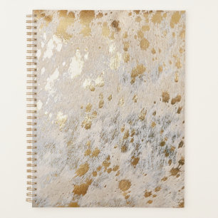 Gold Imitate Cowhide Print Metallic Cowgirl Wester Planer