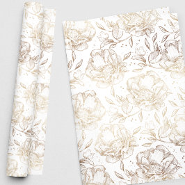 Gold Imitate Elegante handgezeichnete Florals Hoch Geschenkpapier