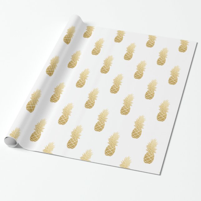 Gold-Imitate Foil Ananas-Muster Geschenkpapier (Ungerollt)
