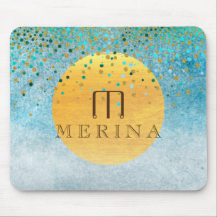 Gold Imitate Foil Confetti Glitzer Moon Persönlich Mousepad