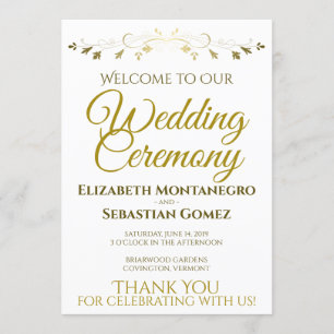 Gold Imitate Foil Elegantes Hochzeitsprogramm Programm