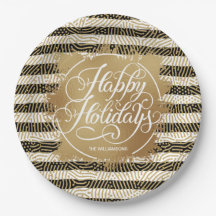 Gold Imitate Foil Happy Holidays Schwarz-weiße Str