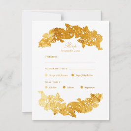 Gold Imitate Foil Rokoko Meal Choice RSVP Card