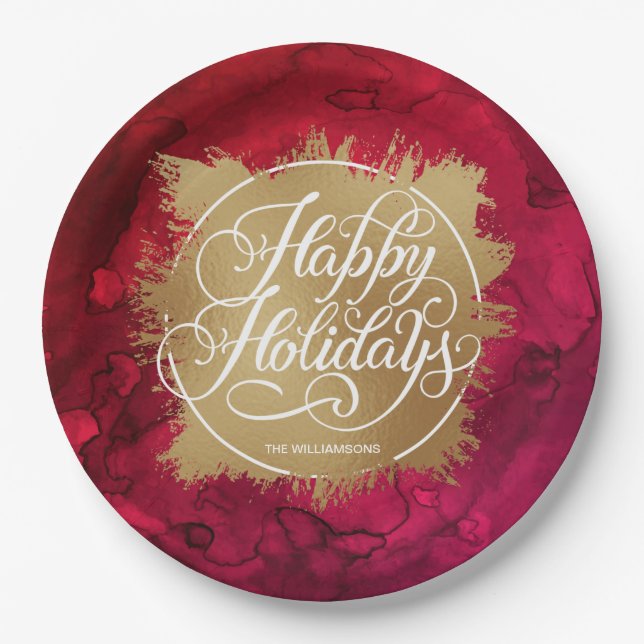 Gold Imitate Foliday Weihnachten Pappteller (Vorderseite)