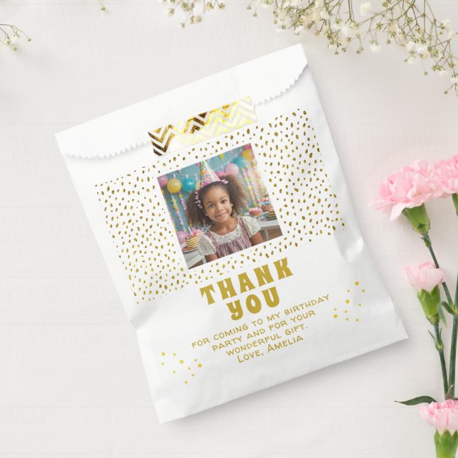 Gold Imitate Glitzer Birthday Girl Foto Vielen Dan Geschenktütchen (Versiegelt)