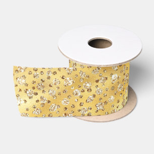 Gold Imitate Glitzer Cheetah Spots Satinband