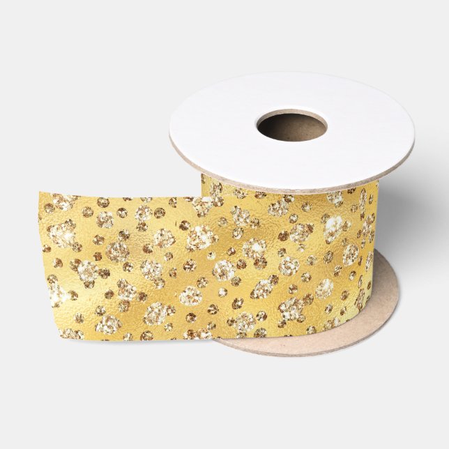Gold Imitate Glitzer Cheetah Spots Satinband (Spule)