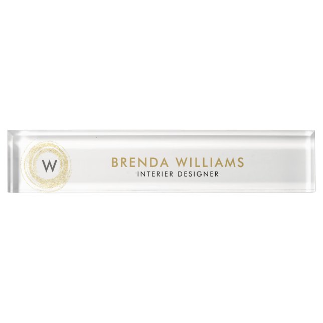 Gold Imitate Glitzer Circle Logo Namensplakette (Vorderseite)