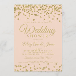 Gold Imitate Glitzer Confetti Couple Dusche Blush Einladung