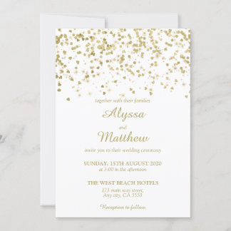 Gold Imitate Glitzer Confetti Luxus Moderne Hochze Einladung
