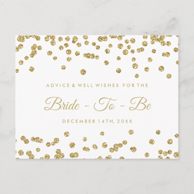 Gold Imitate Glitzer Confetti Weißer Baden Ratschl Hinweiskarte (Vorderseite)