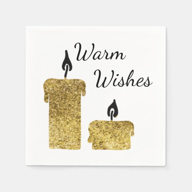 Gold Imitate Glitzer Kerzen Weihnachtsfeiertage Serviette (Vorderseite)