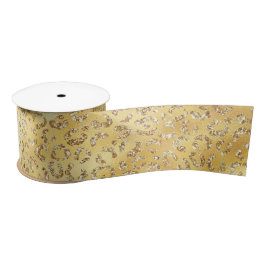Gold Imitate Glitzer Leopard Print Satinband