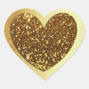 Gold Imitate Glitzer Moderner Heart Sticker