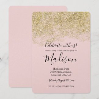 Gold Imitate Glitzer Rosa Sparkone Einladung