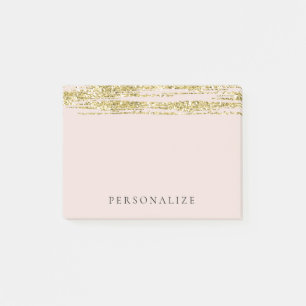 Gold Imitate Glitzer Rosa Streifen Post-it Klebezettel
