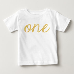 Gold Imitate Glitzer Script 1. Geburtstag Baby T-shirt
