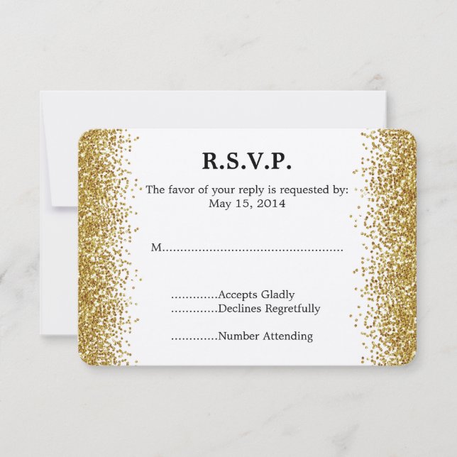 Gold Imitate Glitzer Wedding RSVP (Vorderseite)