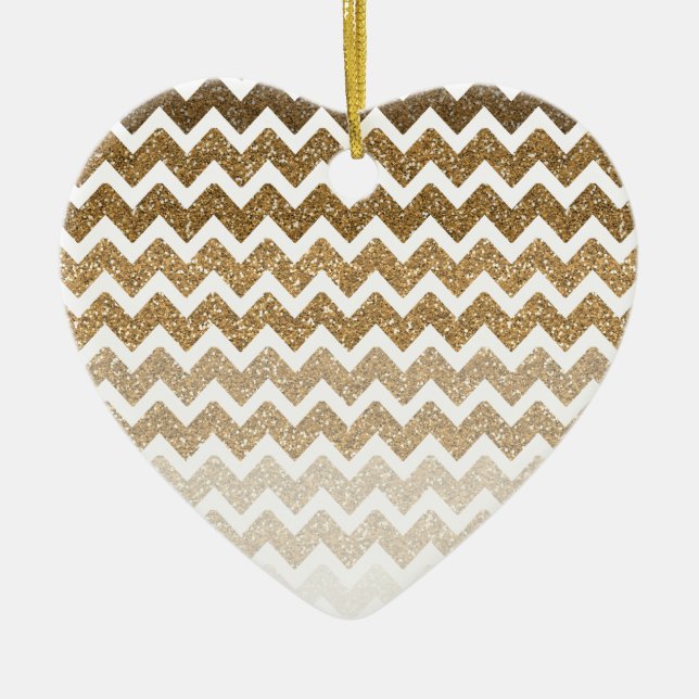 Gold Imitate Glitzer Zickzack Ombre Keramik Ornament (Vorne)