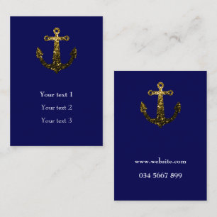 Gold Imitate Glitzern Anchor Marine blau Personali Visitenkarte